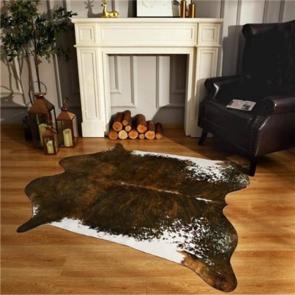 Cow Hide Rug 4.6x5.2ft Area Rug Faux Cowhide Rug Traditional Animal Rug CowPrint